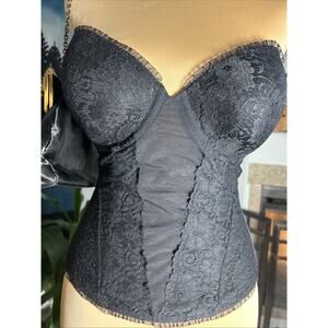 Maidenform black lace bustier corset top 34D Whimsy Goth Romantic Festival Fairy